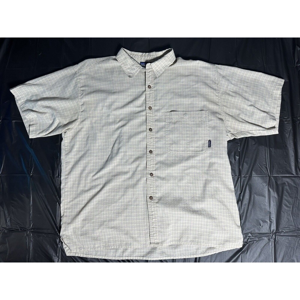Patagonia Mens Short Sleeve Button Up Organic Cotton Size XL Tan/Brown Casual
